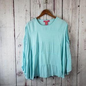 Catherine Cold Shoulder Top Womens Size Small Flowy Rayon Blue